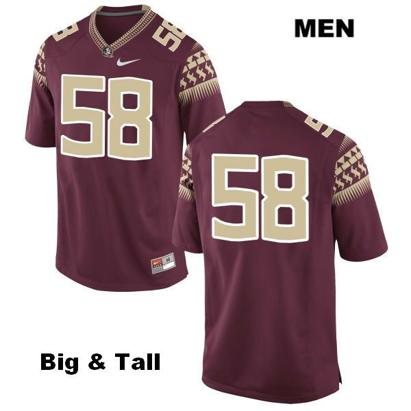 Men's NCAA Nike Florida State Seminoles #58 Dennis Briggs Jr. College Big & Tall No Name Red Stitched Authentic Football Jersey TLS3869PW